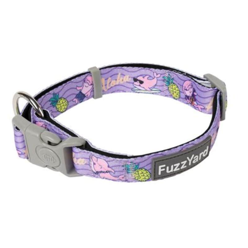 FuzzYard Neoprene Collar Aloha Dolphins XS - vedere frontală
