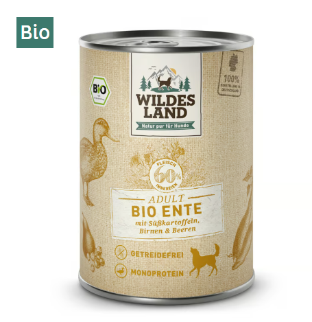 Wildes Land Hrana umeda pentru caini BIO cu rata 400g