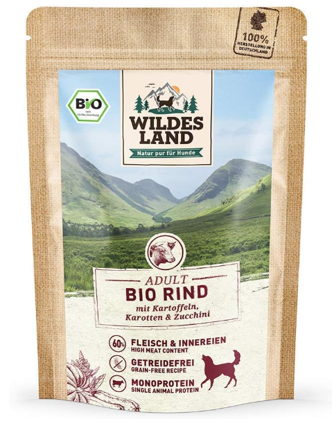 Wildes Land Hrana umeda pentru caini BIO cu vita 125g