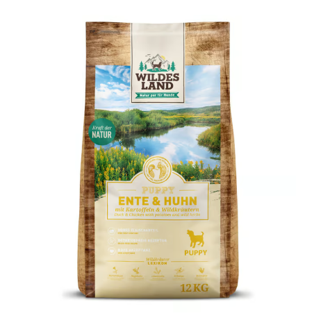 Wildes Land Hrana uscata pentru caini Puppy rata, pui si cartofi 12 kg