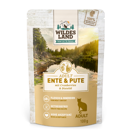 Wildes Land hrana umeda pentru pisici cu rata si curcan 100 g
